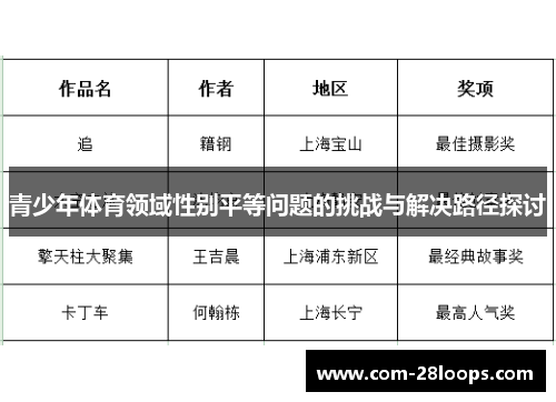 青少年体育领域性别平等问题的挑战与解决路径探讨 青少年体育领域性别平等问题的挑战与解决路径探讨